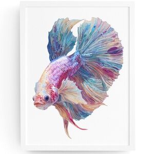 Watercolor Betta Fish Wall Art Print, Unframed - Vibrant Aquatic Elegance